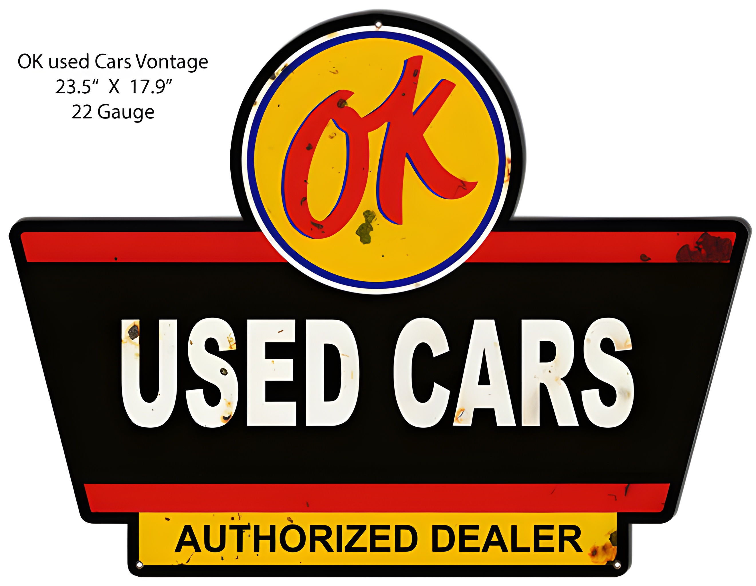 U.S.A OK USED CARSヴィンテージ サインプレート 看板 店舗什器 OK Used Cars Vintage Reproduction Metal Sign - 23.5