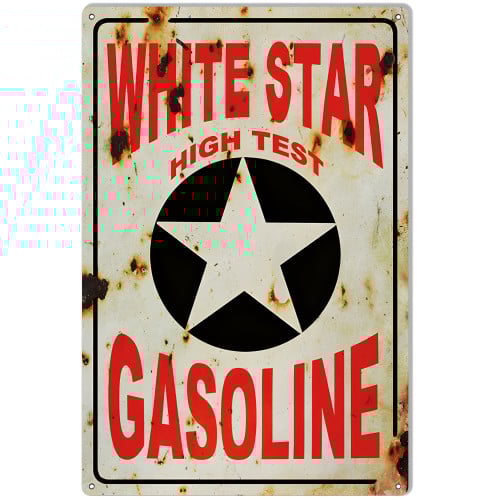 White Star High Test Gasoline Metal Sign - 16" x 24"