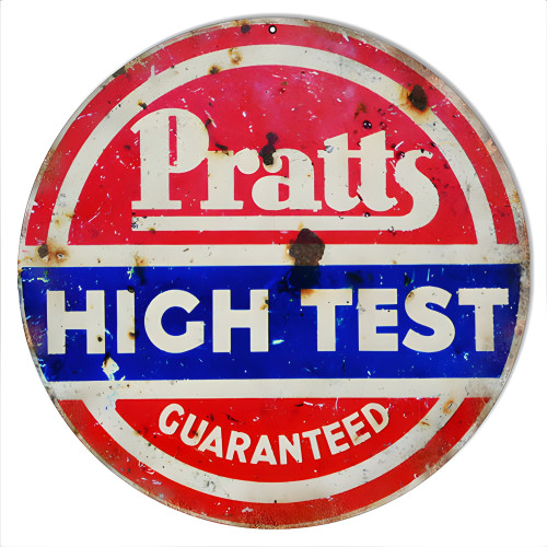 Pratts High Test Motor Oil Metal Sign - 14" Round