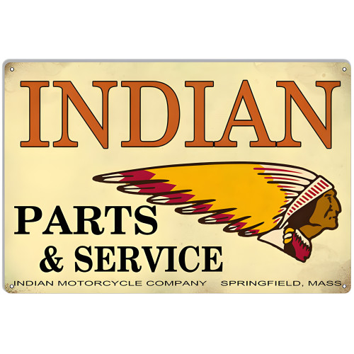 Indian Motorcycle Parts And Service Vintage Metal Sign - 12" x 18"