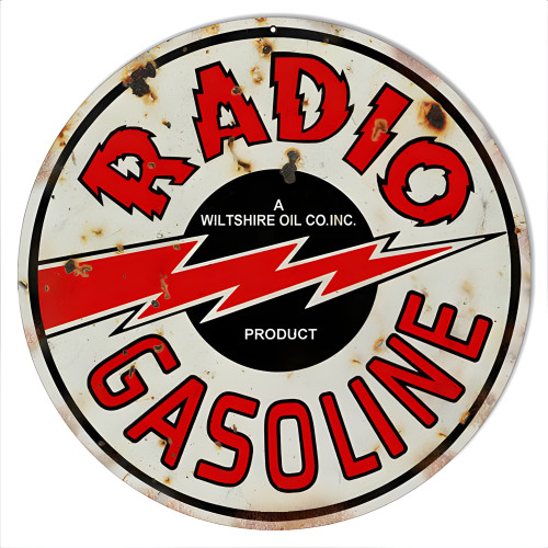 Radio Gasoline Motor Oil Metal Sign - 14" Round