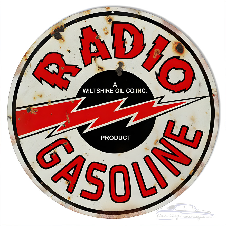 Radio Gasoline Motor Oil Metal Sign - 14" Round Radio Gasoline Motor Oil Metal Sign - 14" Round