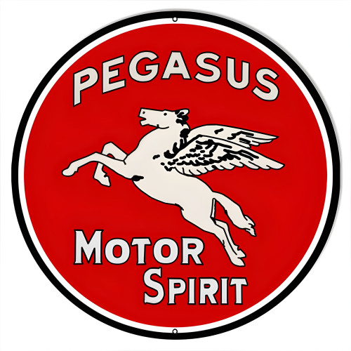 Large Pegasus Motor Oil Metal Sign - 18" Round