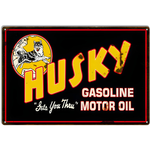 Husky Gasoline And Motor Oil Reproduction Metal Sign - 16" x 24"