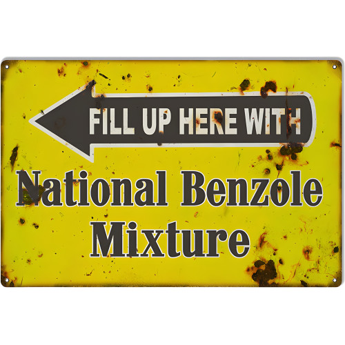 Fill Up Here With National Benzole Motor Oil Metal Sign - 12" x 18"