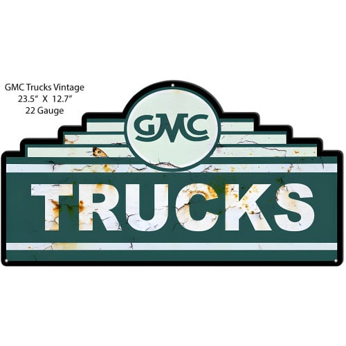 GMC Truck Reproduction Vintage Looking Garage Shop Metal Sign - 12.7" x 23.5"