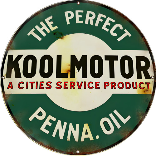 Koolmotor Penna Oil Metal Sign - 30" Round