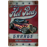 All American Hot Rod Garage Metal Sign - 16" x 24"