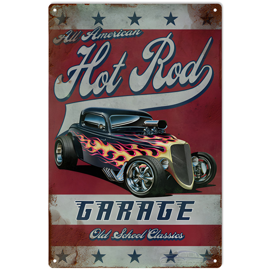 All American Hot Rod Garage Metal Sign - 16" x 24" All American Hot Rod Garage Metal Sign - 16" x 24"