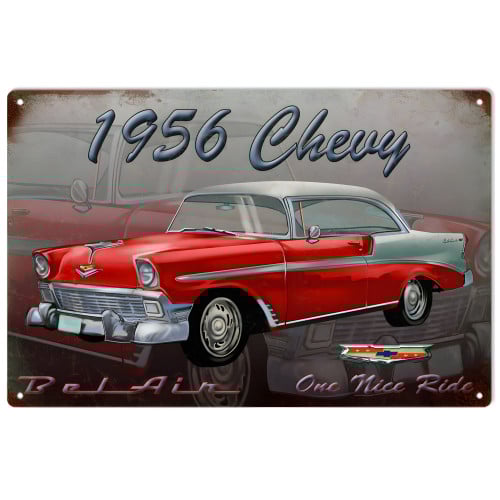 1956 Chevy Bel Air One Nice Ride Metal Sign - 12" x 18"