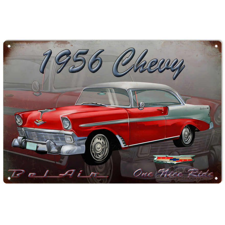1956 Chevy Bel Air One Nice Ride Metal Sign - 12" x 18" 1956 Chevy Bel Air One Nice Ride Metal Sign - 12" x 18"