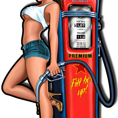 TD Nostalgie Targa In Metallo Retrò 79x43 Cm Con Pin Up Girl E Scritta Gasoline, Decorazione Da Parete