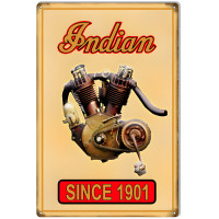 Indian Motorcycle Motor 1901 Metal Sign - 12" x 18"
