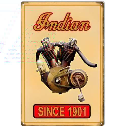Indian Motorcycle Motor 1901 Metal Sign - 12" x 18"