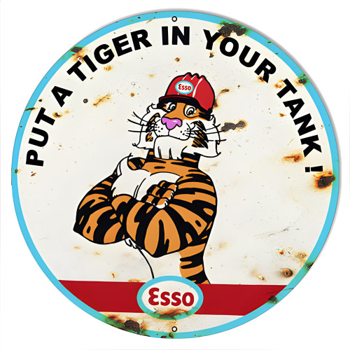 Put A Tiger In Your Tank Esso Gasoline Metal Sign - 15" Round