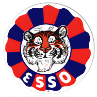 Esso Tiger Gas And Motor Oil Metal Sign - 24" Round