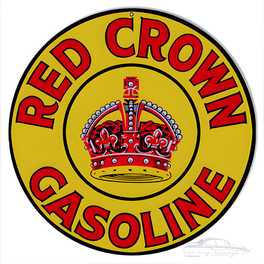Red Crown Gasoline Motor Oil Metal Sign - 14" Round Red Crown Gasoline Motor Oil Metal Sign - 14" Round