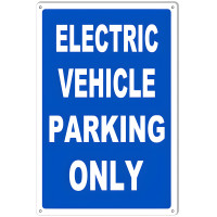 Blue Electric Vehicle Parking Metal Sign - 12" x 18"