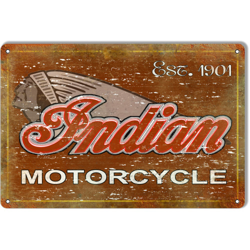 Indian Motorcycle 1901 Series Vintage Metal Sign - 12" x 18"