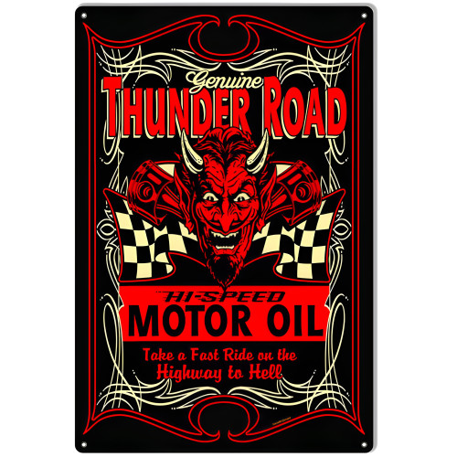 Thunder Road Motor Oil Garage Shop Man Cave Metal Sign - 12" x 18"