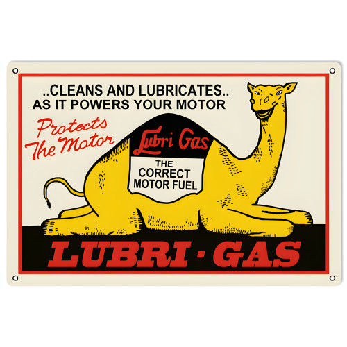 Lubri Gas The Correct Motor Fuel Metal Sign - 12" x 18"