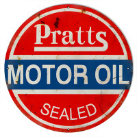 Pratts Motor Oil Metal Sign - 30" Round
