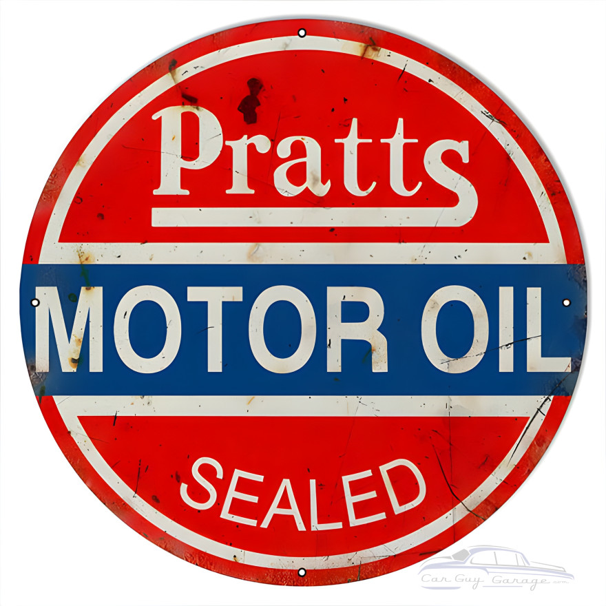 Pratts Motor Oil Metal Sign - 30" Round Pratts Motor Oil Metal Sign - 30" Round