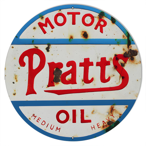 Pratts Motor Oil Metal Sign - 18" Round