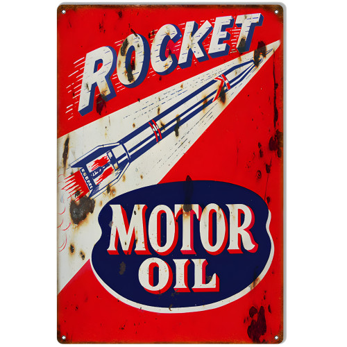 Rocket Motor Oils Metal Sign - 12" x 18"