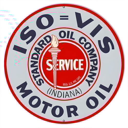 Large ISO VIS Standard Service Motor Oil Metal Sign - 18" Round