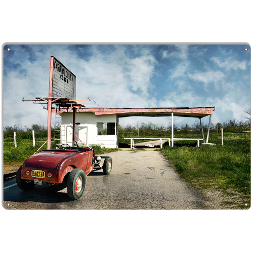 Vintage Hot Rod Coupe Metal Sign - 12" x 18"