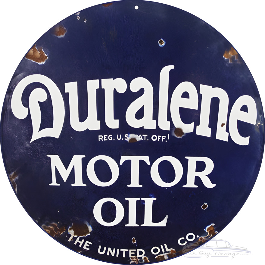 Vintage Duralene Motor Oil Metal Sign - 14" Round Vintage Duralene Motor Oil Metal Sign - 14" Round