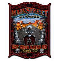 Route 66 Main Street America Biker Motorcycle Metal Sign - 14" x 18"
