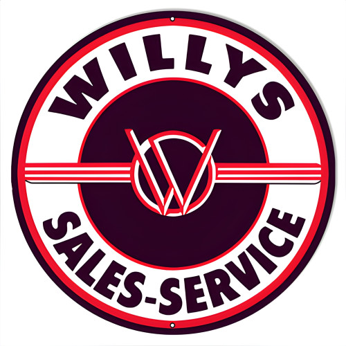 Willys Sales & Service Reproduction Metal Sign - 15" Round