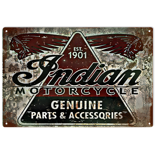 Indian Motorcycle Genuine Parts and Accessories Metal Sign - 12" x 18"