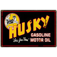 Husky Gasoline And Motor Oil Metal Sign - 12" x 18"