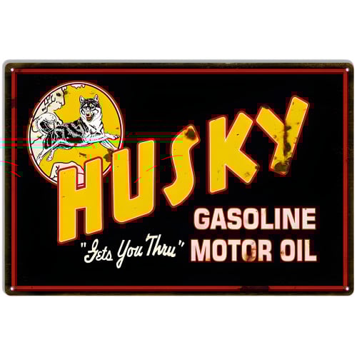 Husky Gasoline And Motor Oil Metal Sign - 12" x 18"