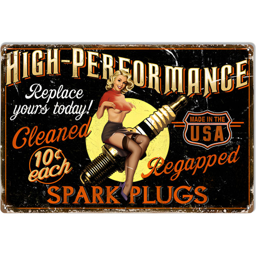 High Performance Spark Plugs Metal Sign - 12" x 18"