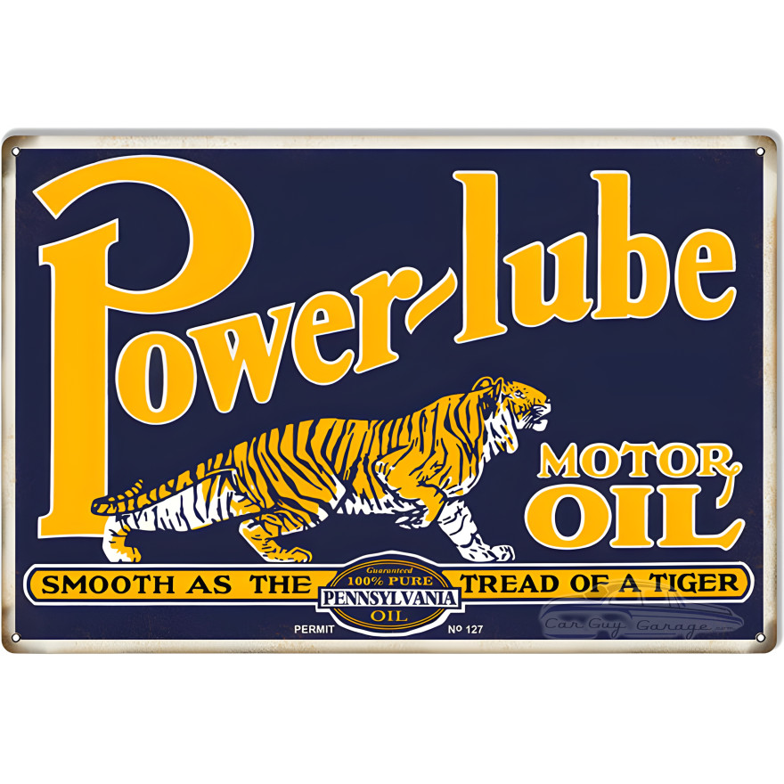 Power Lube Tiger Motor Oil Metal Sign - 12" x 18" Power Lube Tiger Motor Oil Metal Sign - 12" x 18"