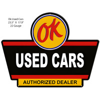 OK Used Cars Metal Sign - 23.5" x 17.9"