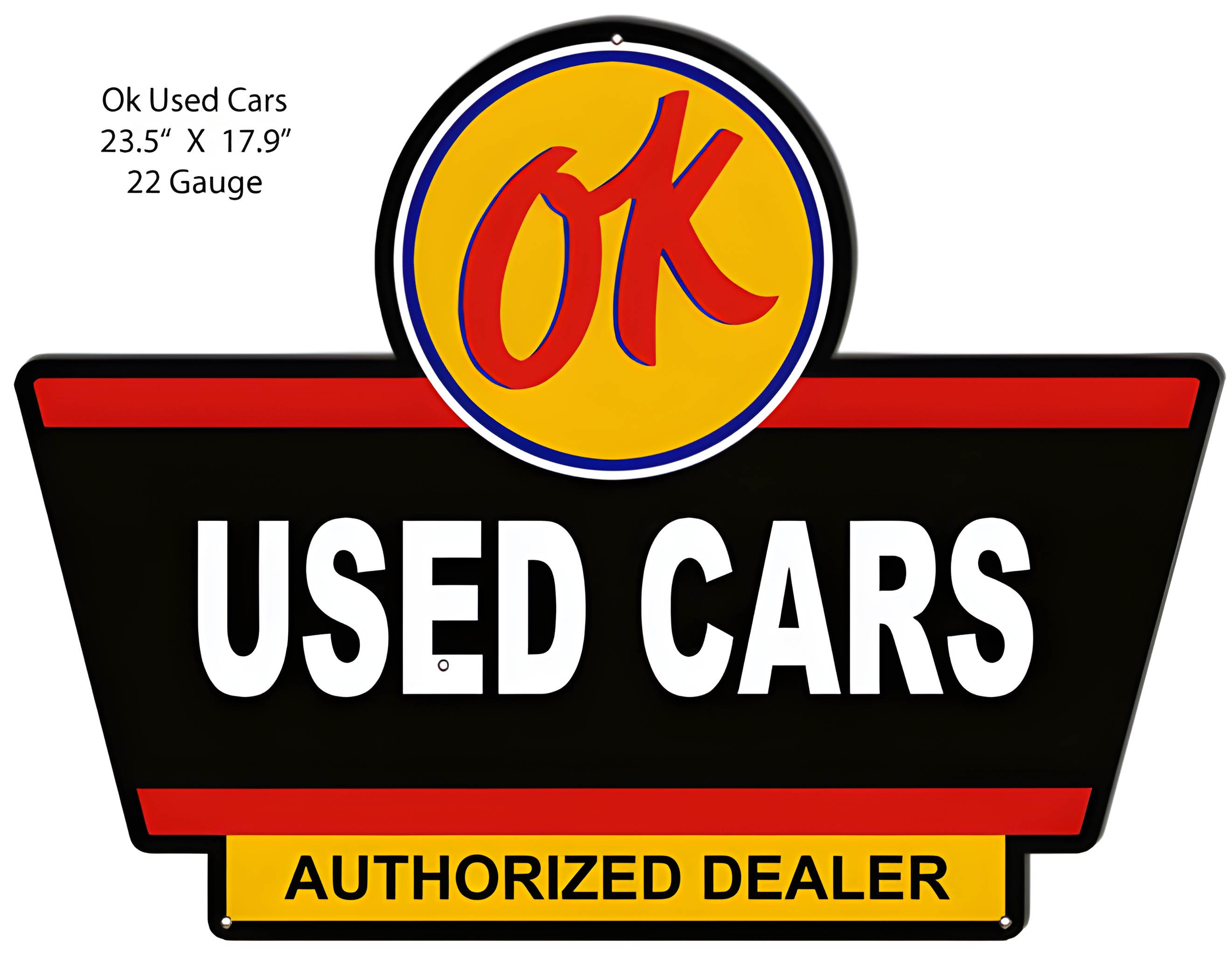 U.S.A OK USED CARSヴィンテージ サインプレート 看板 店舗什器 OK Used Cars Chevrolet Chevy Large Round Metal Steel Sign
