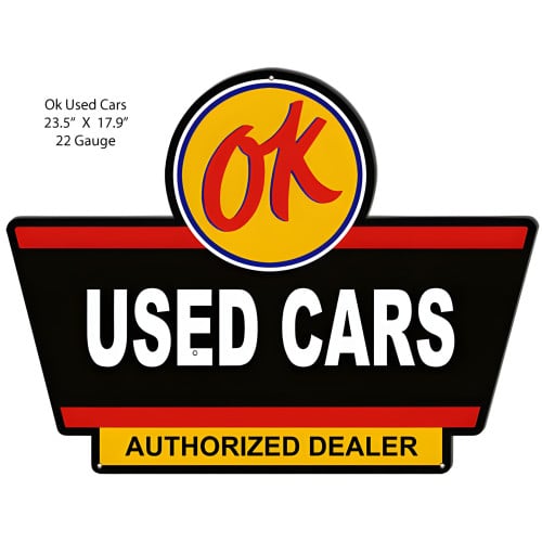 OK Used Cars Metal Sign - 23.5" x 17.9"