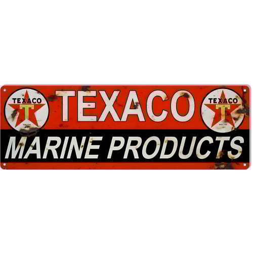 Texaco Marine Products Motor Oil Metal Sign - 8" x 24"