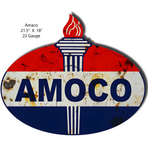 Amoco Torch Logo Reproduction Metal Sign - 18" x 21.5"