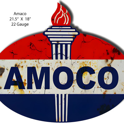Amoco Gas Sign - Reproduction Metal Advertising Sign