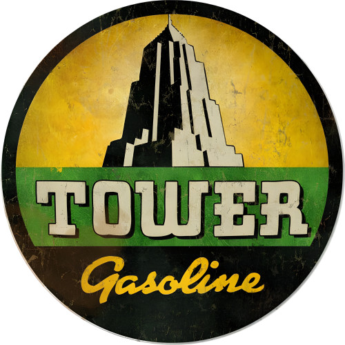 Tower Gasoline Motor Oil Metal Sign - 14" Round