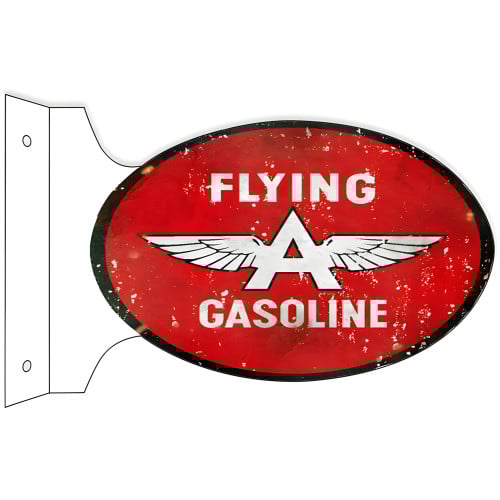 Flying Gasoline Double Sided Flange Metal Sign - 12" x 18"