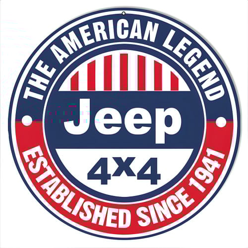 American Legend Since 1941 Jeep Metal Sign - 14" Round