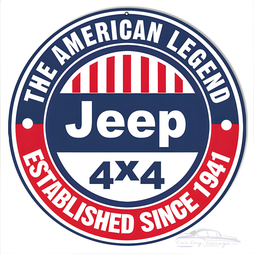 American Legend Since 1941 Jeep Metal Sign - 14" Round American Legend Since 1941 Jeep Metal Sign - 14" Round