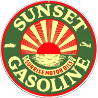 Sunset Gasoline Sunrise Motor Oils Metal Sign - 14" Round